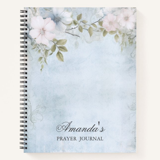 Carnet Bible florale bleue personnalisée Verse (Devant)
