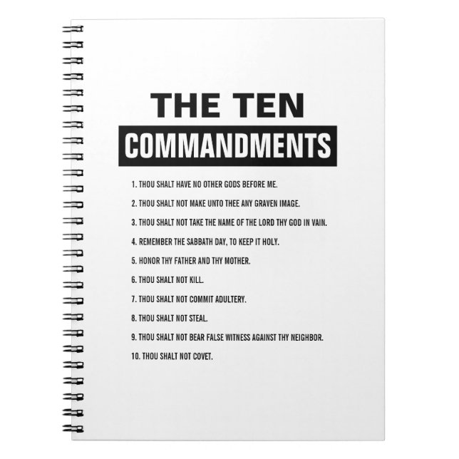 Carnet Bible Verse Chrétien Religieux Dix Commandements (Devant)