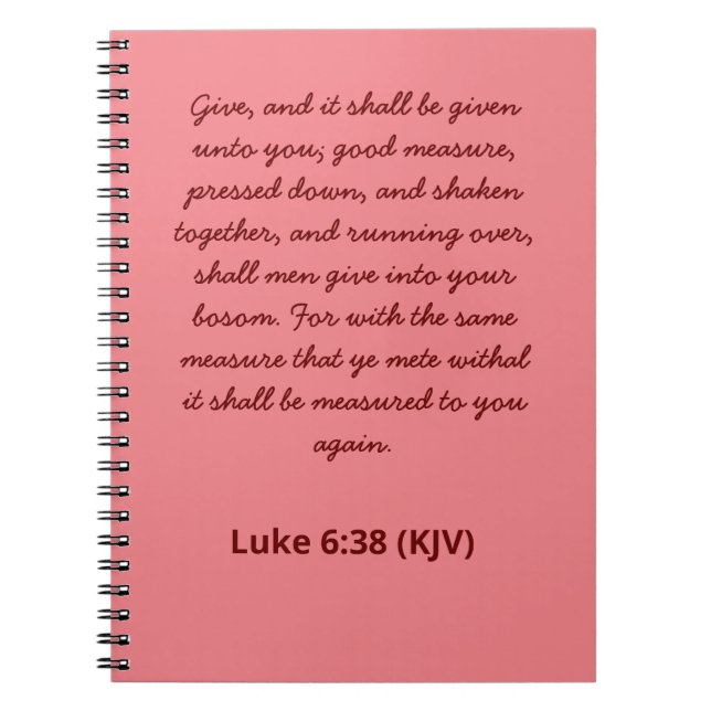 Carnet Bible Verse Donnant Luc 6:38 (KJV) Saint-Valentin (Devant)