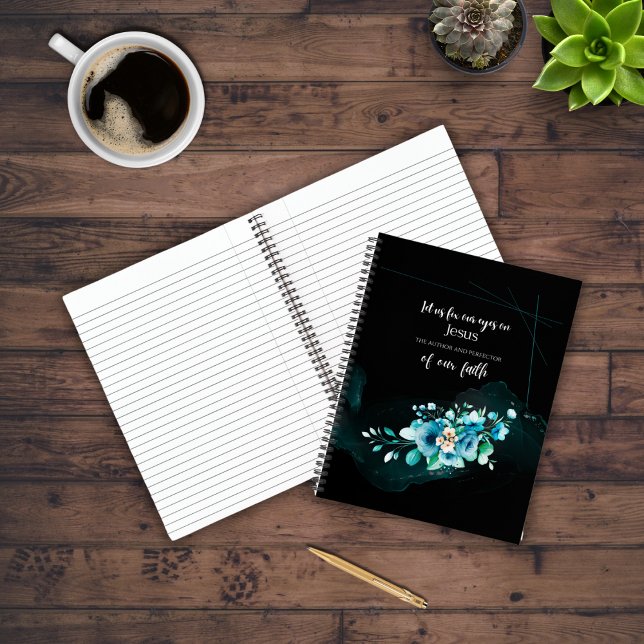 Carnet Bible Verse Écriture avec Aquarelle Bleue Fleurs (Créateur téléchargé)