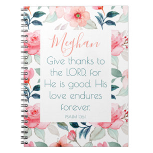 Carnet Bible Verse Floral Pink Notebook
