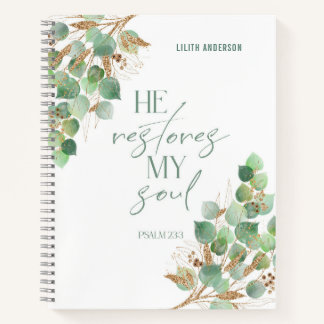 Carnet Bible Verse Green Gold Leaves Notebook