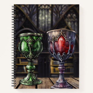 Carnet Bibliothèque médiévale gothique verte rouge Goblet