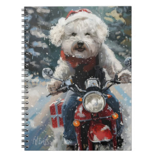 Carnet Bichon Frise Chien équitation Moto Noël