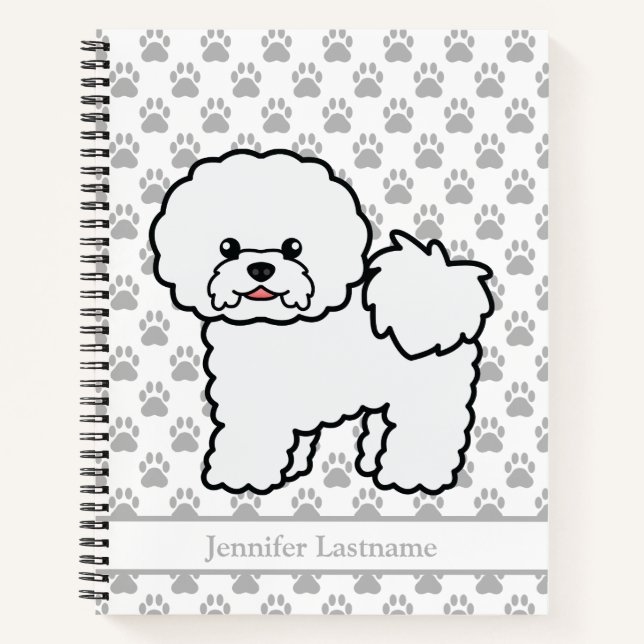 Carnet Bichon frisé de dessin animé mignon avec texte per (Devant)