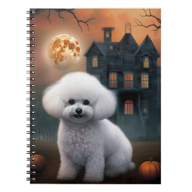 Carnet Bichon Frise Halloween Effrayant  (Devant)