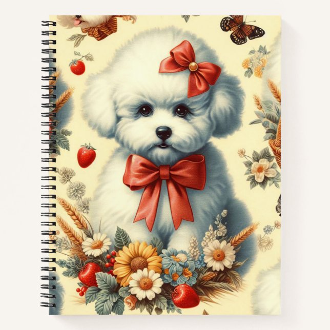 Carnet Bichon Frisé Vintage (Devant)