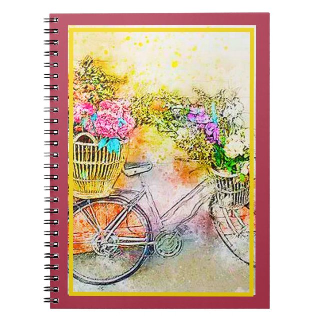 Carnet bicyclette et fleurs (Devant)