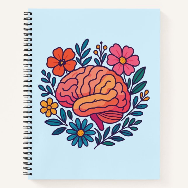 Carnet Bien-être mental Brain en fleurs (Devant)
