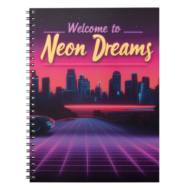 Carnet Bienvenue à Neon Dreams - Retro Wave Cityscape (Devant)