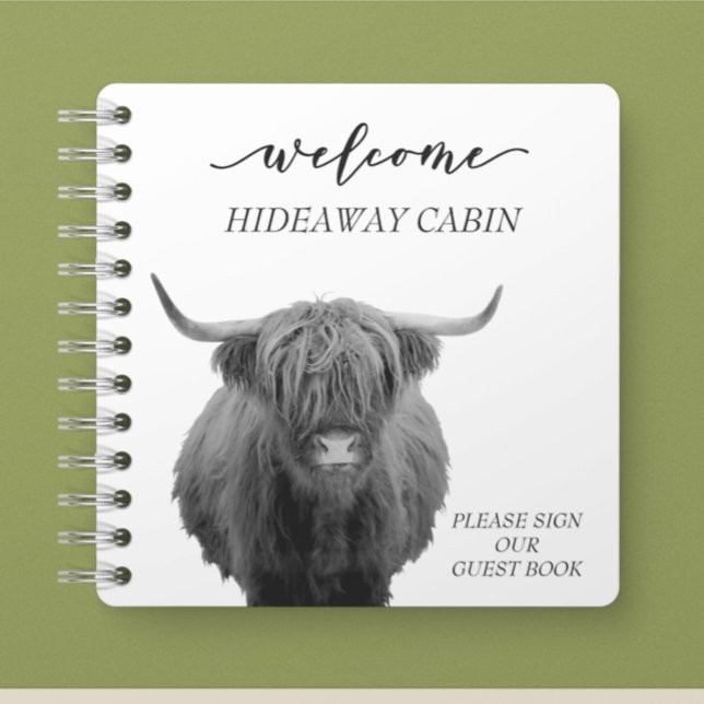 Carnet Bienvenue Highland Cow Farmhouse Cabine Home Renta (Créateur téléchargé)