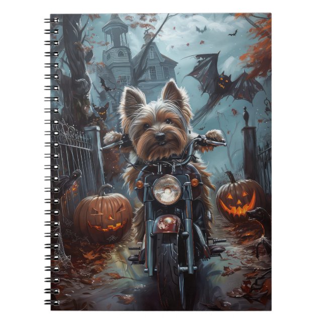 Carnet Biewer Terrier à moto Halloween effrayant (Devant)