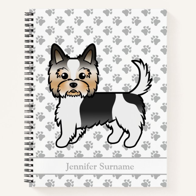 Carnet Biewer Terrier Chien de Dessin Animé Mignon & Nom  (Devant)