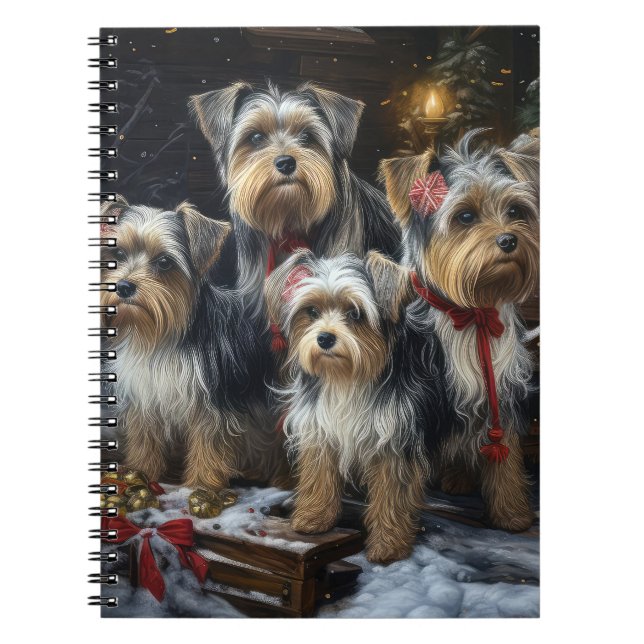 Carnet Biewer Terrier enneigé Traîneau Décor Noël (Devant)