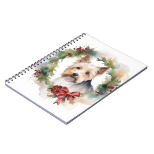Carnet Biewer Terrier Noël Wreath Festive Pup