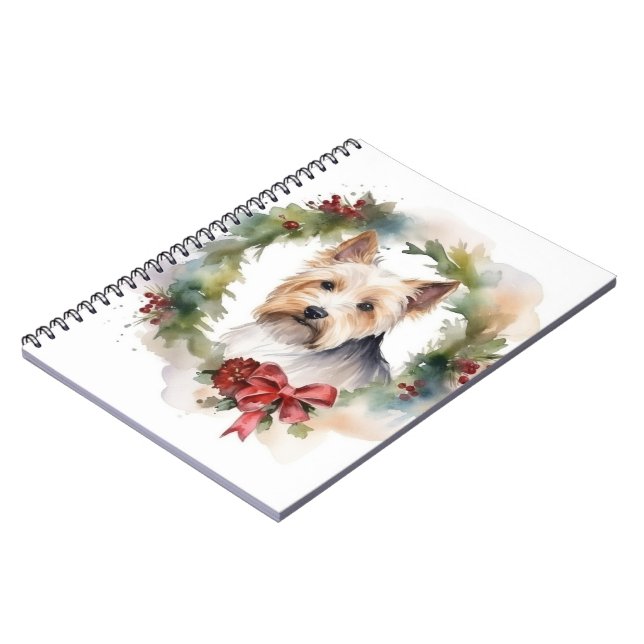 Carnet Biewer Terrier Noël Wreath Festive Pup (Côté gauche)