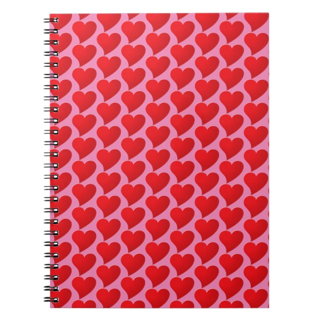 Carnet Big Red Hearts motif rose (Devant)