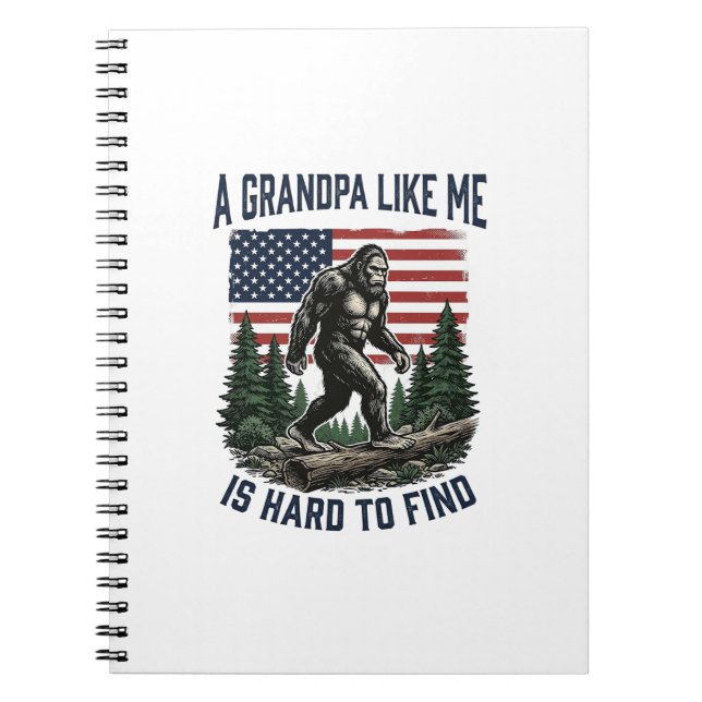 Carnet Bigfoot Grandpa Vintage American Flag Shirt Design (Devant)