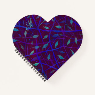 Carnet Bijou de Bourgogne foncé Monogramme de feuillage