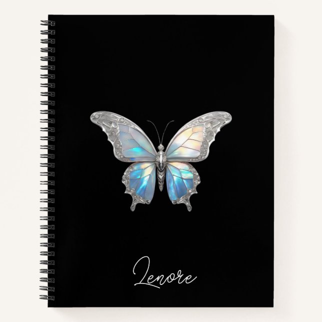 Carnet Bijoux papillon Opale et argent (Devant)