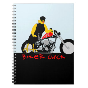 Carnet BIKER CHICK assise sur sa moto