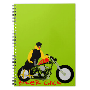Carnet BIKER CHICK assise sur sa moto