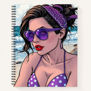 Carnet Bikini violet, lunettes de soleil et femme de Band