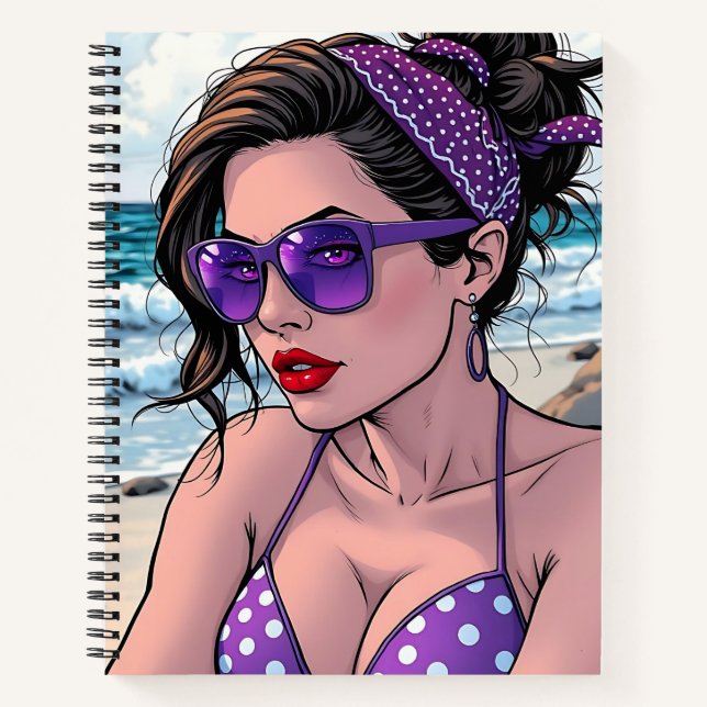 Carnet Bikini violet, lunettes de soleil et femme de Band (Devant)