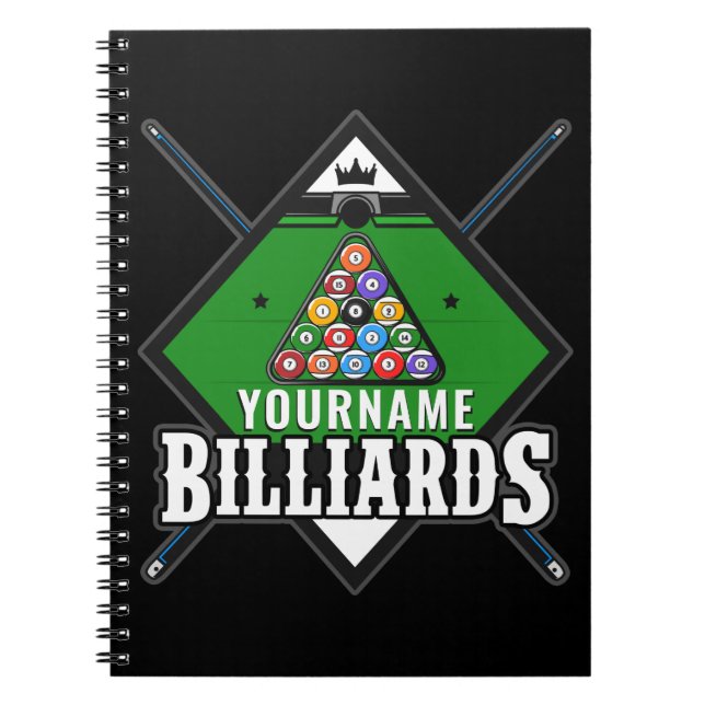 Carnet Billard personnalisé NOM Cue Rack Pool Room (Devant)