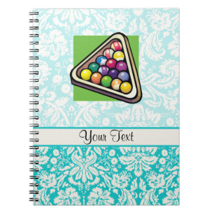 Carnet Billards turquoises de damassé