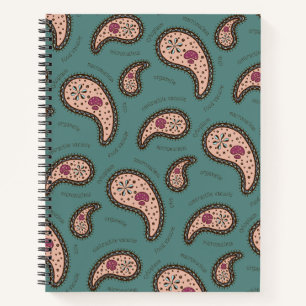 Carnet Biologie de Paramecia Paisley Teal scientifique