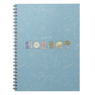 Carnet Biologie diagramme et typographie bleu