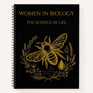 Carnet Biology Bee & Golden DNA Spiral Notebook