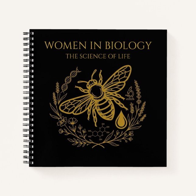 Carnet Biology Bee & Golden DNA Square Notebook (Devant)