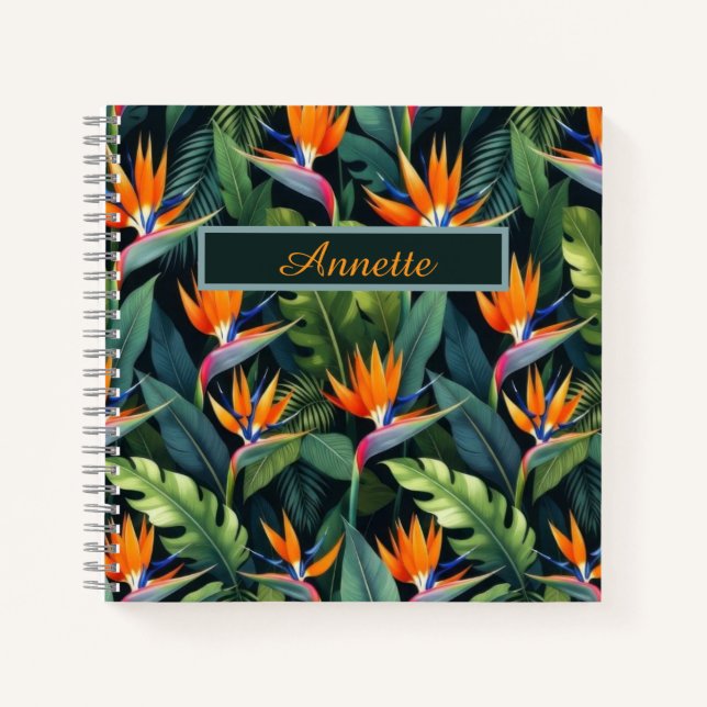 Carnet Bird of Paradise Flower Pattern Personalized (Devant)