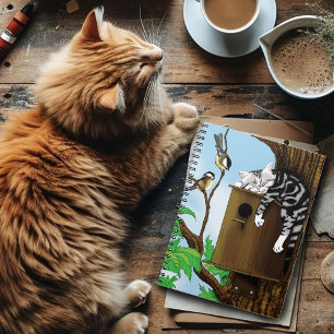 Carnet Birdhouse Tabby Cat Napping