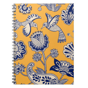 Carnet Birds Paisley Flowers Motif Vintage
