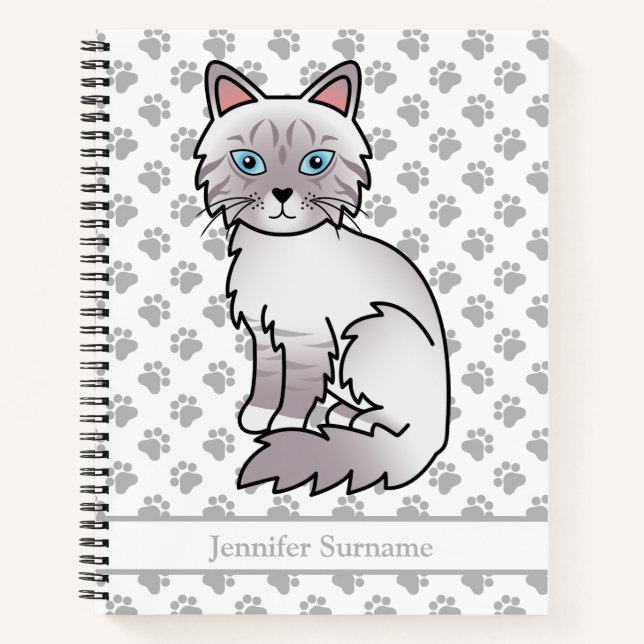 Carnet Birman / Ragdoll Tabby au point lilas & Texte pers (Devant)