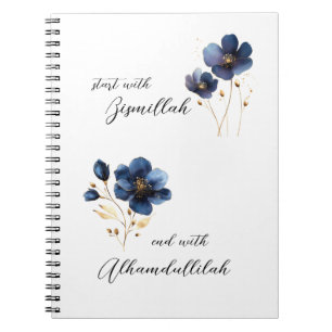 Carnet Bismillah Alhamdullilah Navy Or Floral