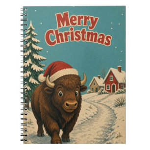 Carnet Bison Chemin Glacé Animal Noël