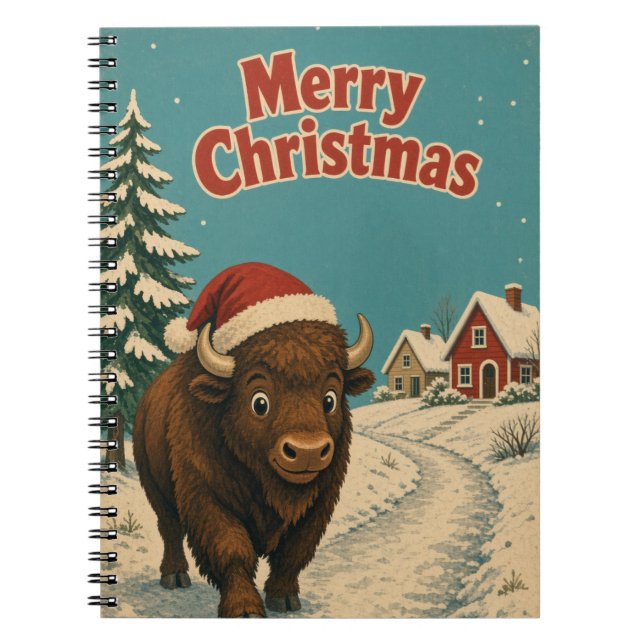 Carnet Bison Chemin Glacé Animal Noël (Devant)