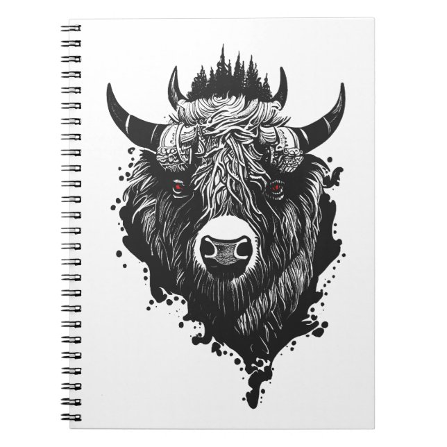 Carnet Bison de Buffalo Nature sauvage Illustration Art (Devant)