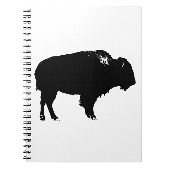 Carnet Bison noir et blanc Silhouette Pop Art (Devant)