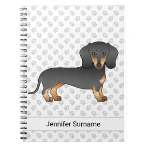Carnet Black And Tan Short Hair Dachshund Cute Dog & Text