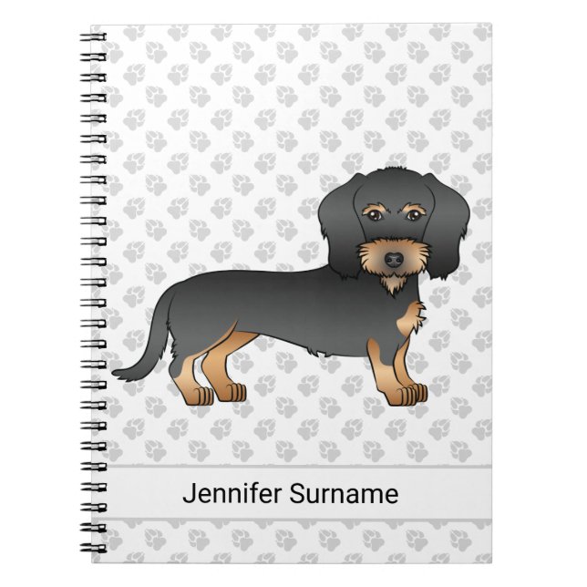Carnet Black And Tan Wire Haired Dachshund Dog With Text (Devant)