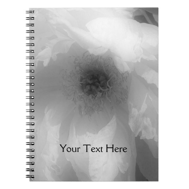 Carnet Black And White Peony Flower Petals Notebook (Devant)