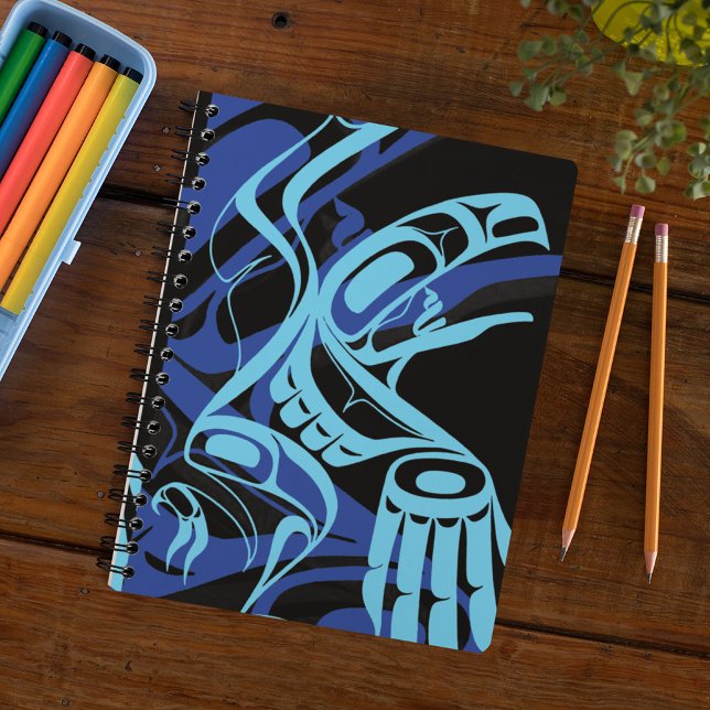 Carnet Black Blue Haida Eagle Thunder Bird Art autochtone (Créateur téléchargé)