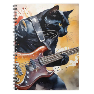 Carnet Black Cat Rock Star Veste en cuir Jouer Guitare