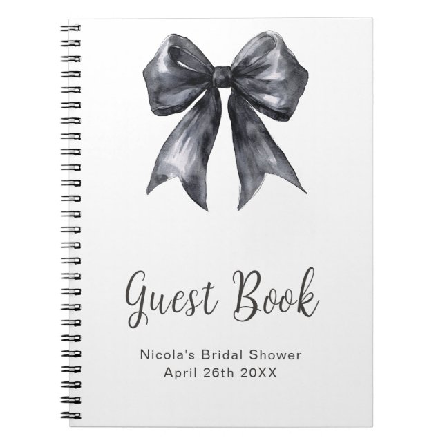 Carnet Black Coquette Bow Bridal Shower Guest Book (Devant)