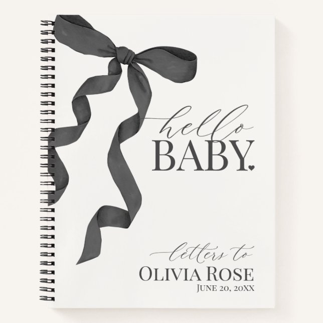 Carnet Black Coquette Bow Cadeau Fille Lettres Baby showe (Devant)
